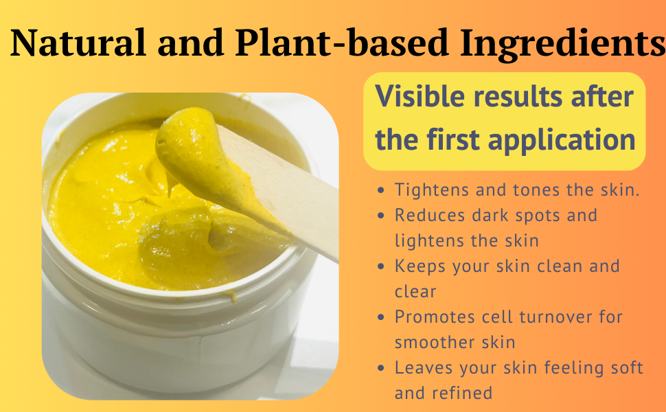 Texture of natural kaolin clay face mask with turmeric and Vitamin C